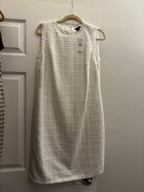 Ann Taylor Cream Textured Sleeveless Shift Dress